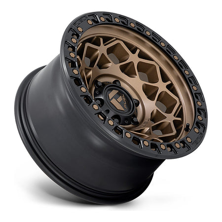 Fuel Unit D785 UTV wheel in bronze with matte black ring, side angle showing the barrel and lip