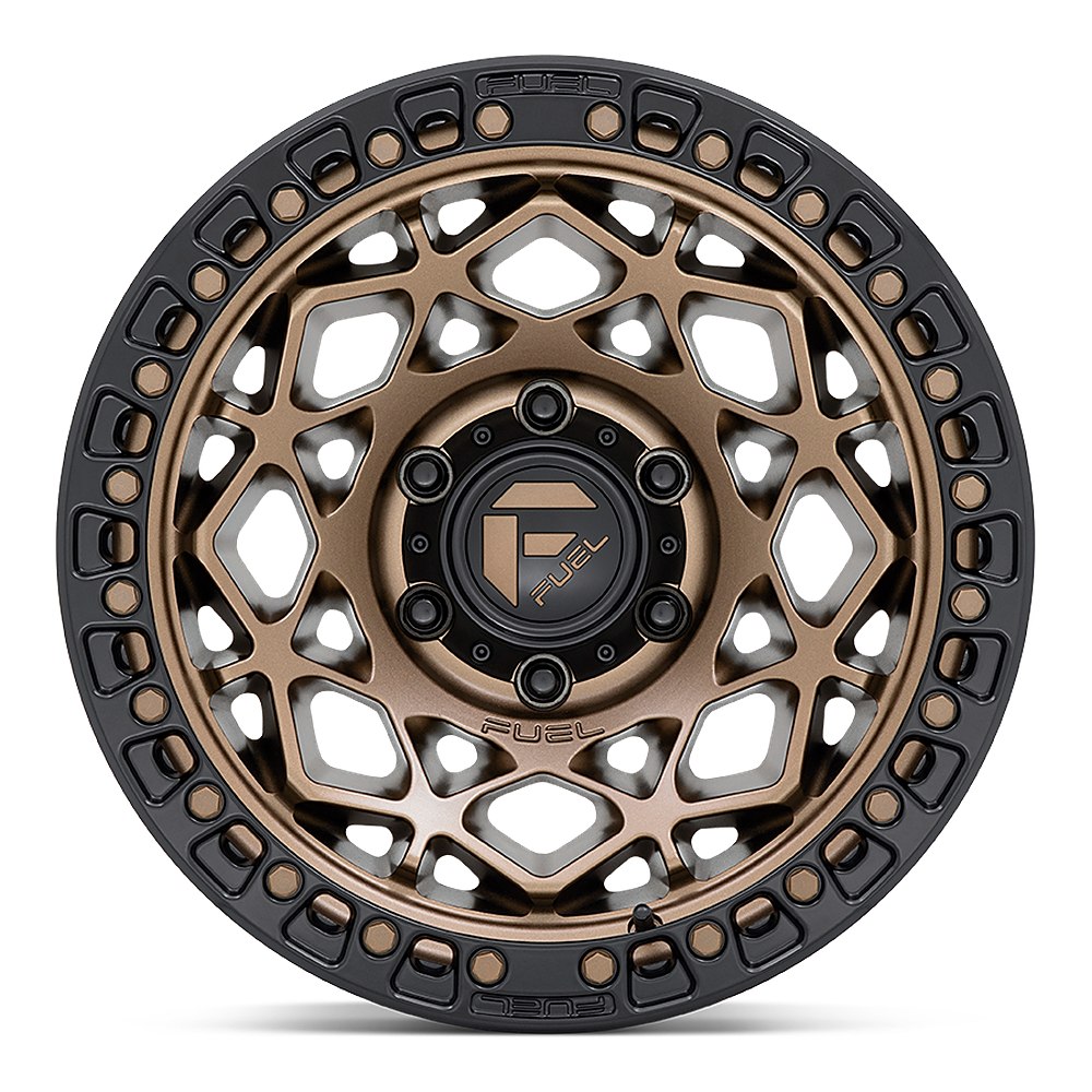 Fuel Unit D785 UTV wheel in bronze with matte black ring, straight-on face view