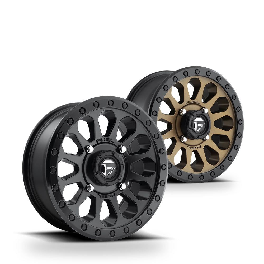 Fuel Vector (D579 / D600) UTV wheel in every finish: matte black and matte bronze with black bead ring