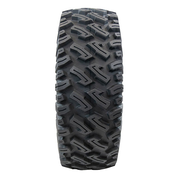 View of the tread pattern and open lug design of the aggressive Dirt Commander 2.0 UTV off-road tire by Greenball Tire Company, GBC.