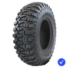 Angled view of the high performance 10-ply Steel Belted Radial GBC Kanati Terra Master Side-by-Side and UTV tire, available in 12, 14", and 15" rim sizes featuring rugged, high traction design paired with unique versatile tread pattern and offered with free shipping.