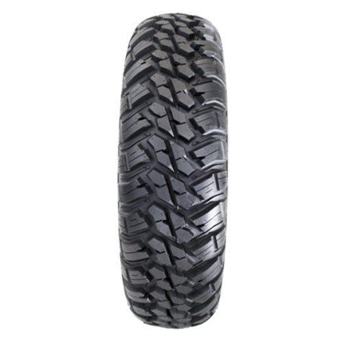 View of the tread pattern design of the GBC Mini Mongrel youth utv tire, made with durable 6-ply radial construction.