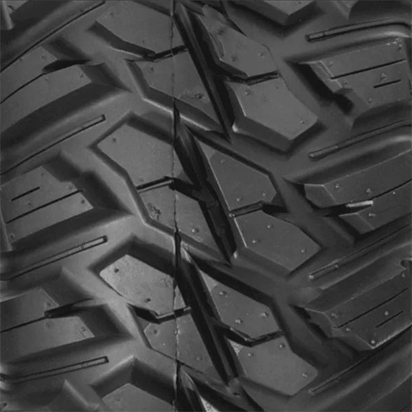 Close up view of tread on Kanati GBC Mini Mongrel youth UTV tire.