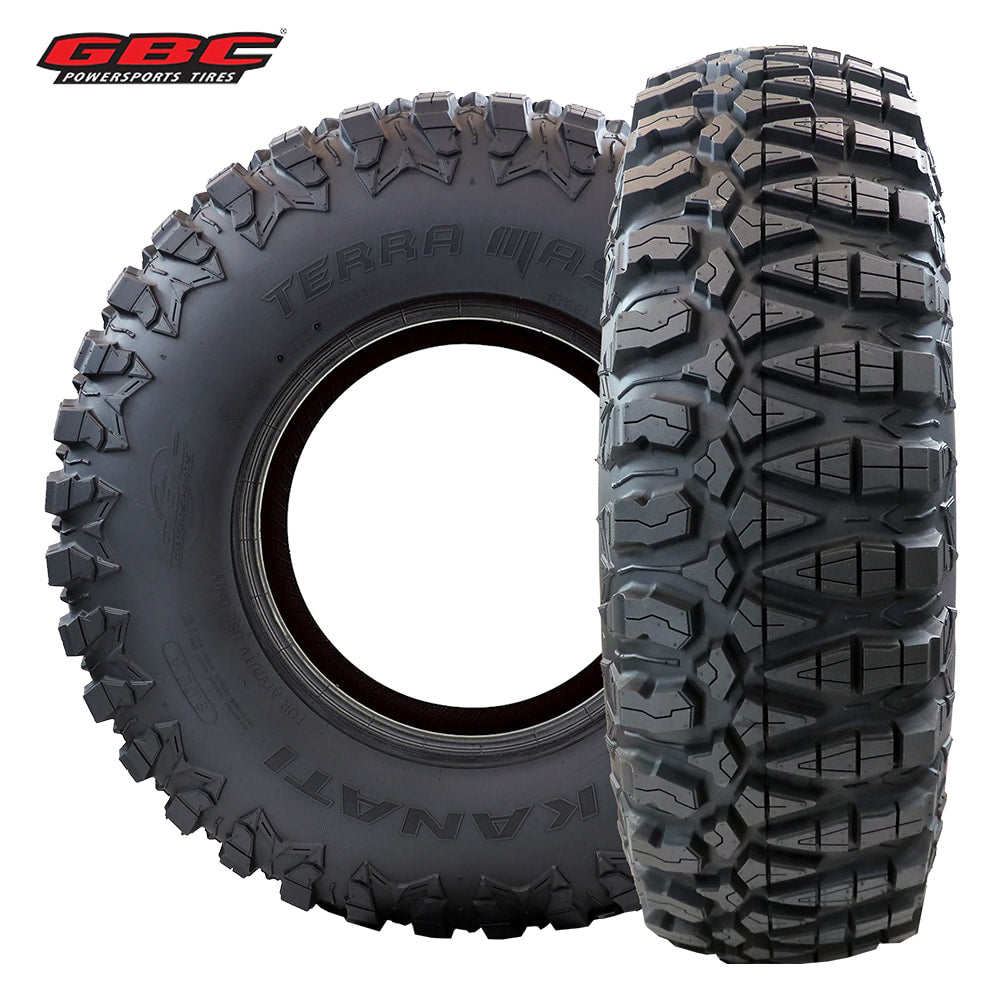 High performance GBC Terra Master 10-ply Steel Belted Radial high performance competition tire designed for wide variety of terrains for UTV and SXS applications, offered with free shipping by Ride or Die Tire.