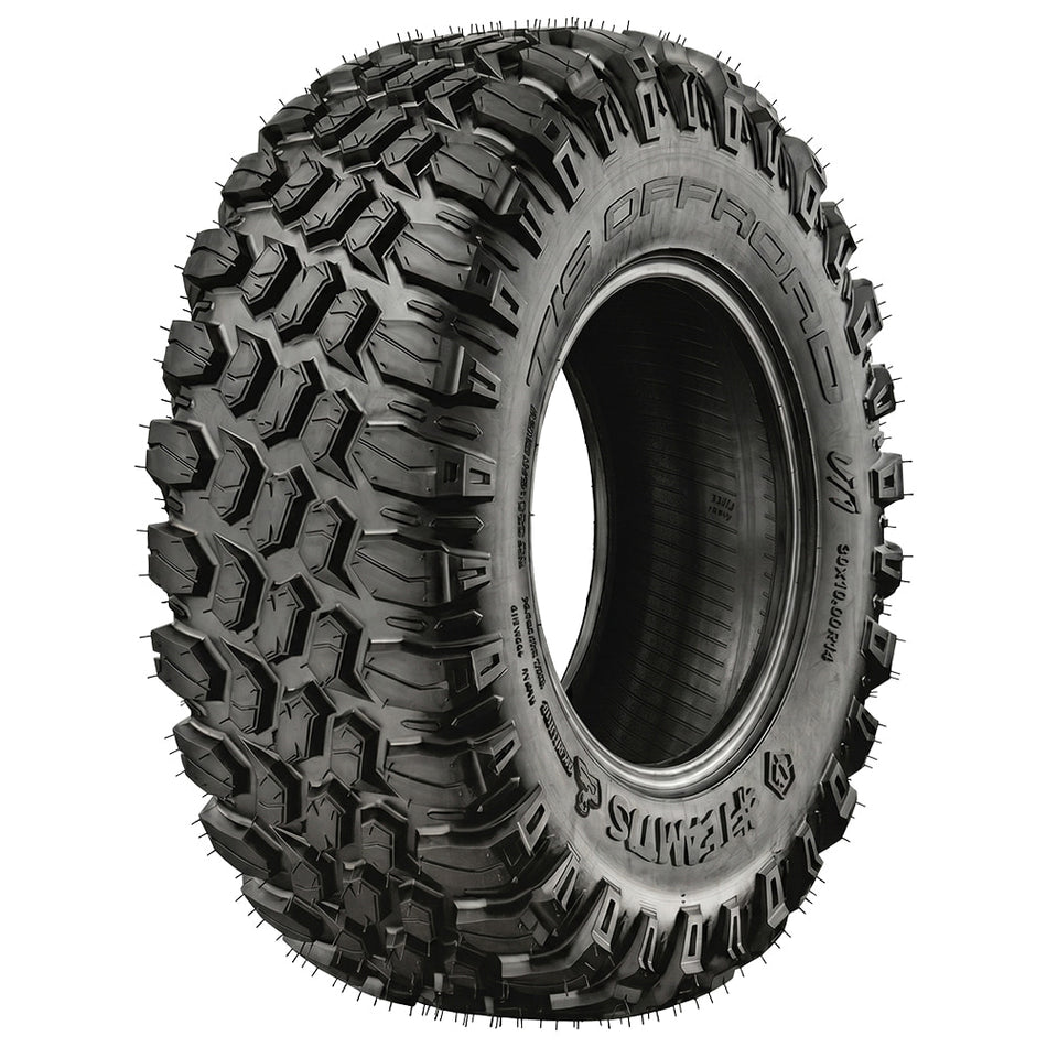 Main angled image of the all new Hercules TIS UT1 high performance side-by-side radial all terrain 8-Ply tire, featuring high traction non-directional all-terrain design, rugged construction, and offered with free shipping and great prices by Ride or Die Tire. #teamtis