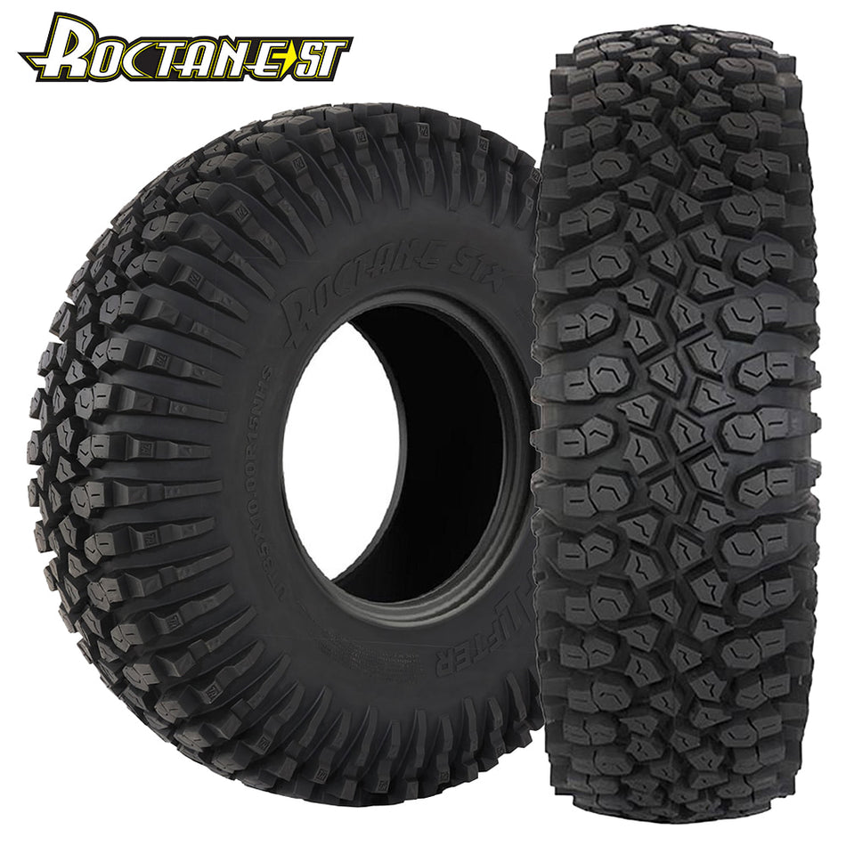 Main listing photo of the high quality rock crawling tire by STI, the High Lifter ST line of 14" and 15" UTV and SXS tires, with flexible and strong 10-ply radial carcass and proprietary tread compound and super deep rim guard, for sale by Ride or Die Tire.