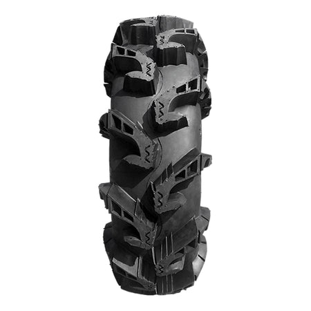 Tread view of the extra deep 2" hooked and angled lugs of the Interco Gorilla Silverback MT2 extreme mud off road tire designed for 14" and 15" rims.
