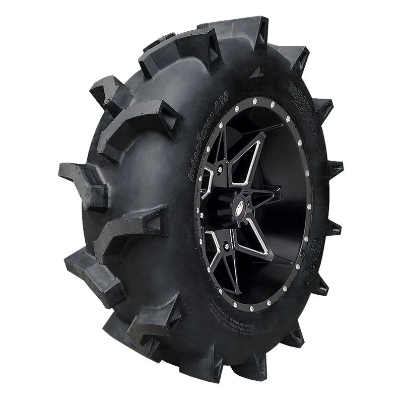 Angled view of Interco Interforce 628 bias ply mud off road tire designed for ATV, UTV, and SXS application.