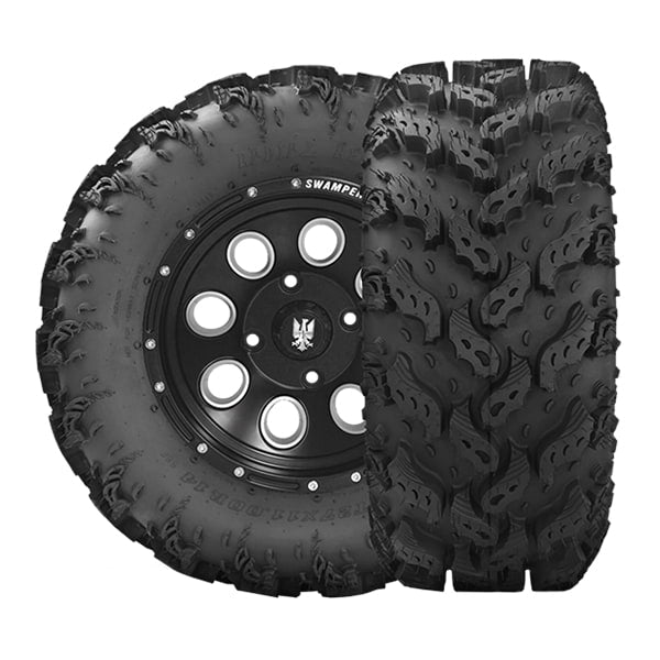 Pair of Reptile Radial tires staged in product photo, displaying tread pattern as well as sidewall.