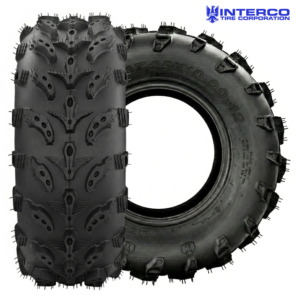 Main product listing photo of the popular and capable Interco Tire Swamp Lite ATV 6-Ply bias all-terrain and mud tires designed in a huge variety of sizes for most ATV and UTV applications, offering high traction and long life in a lightweight design, sold by Ride or Die Tire.