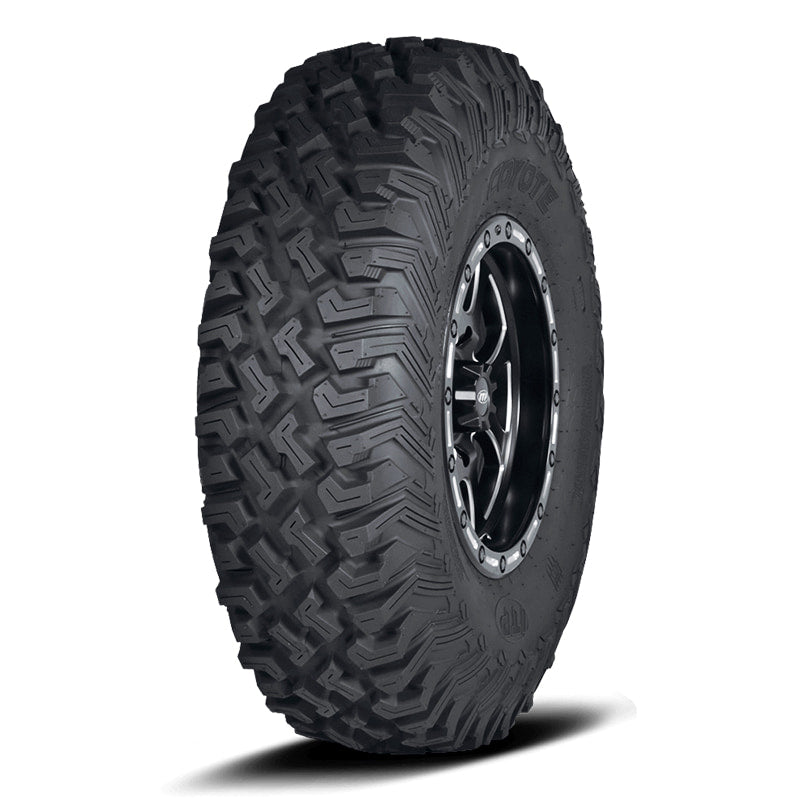 Angled view of the ITP Coyote desert radial 8-ply SxS and UTV performance tire.