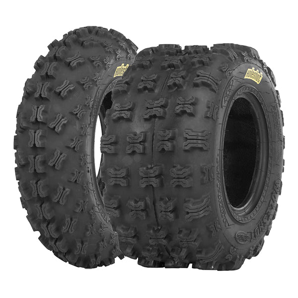 Front and rear ITP Holeshot GNCC race inspired ATV 6-ply tires.