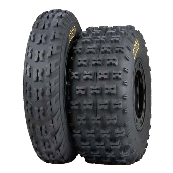 Front and rear ITP Holeshot MXR6 knobby quad and atv tires.