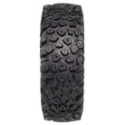 Full tread pattern view of the all new ITP Kinetic UTV tire, showcasing the open tread design, pocketed lugs, strategic siping, and aggressilve open shoulder lugs with stone ejector texture.