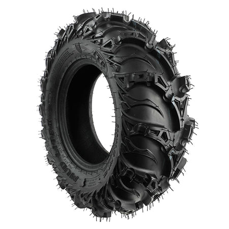 Angled view of front atv and utv tire by ITP, model Mud Lite II bias play tire.