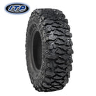 Angled view of the all new high performance rock crawling ITP Savage X/T 8-ply Nylon Radial UTV and SXS tire, designed for higher performance, high speed machines, and offered with free shipping.
