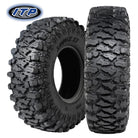 Main product listing photo with a view of the all new high performance rock crawling ITP Savage X/T 8-ply Nylon Radial UTV and SXS tire, designed for higher performance, high speed machines, featuring 2 available rubber compounds RG2 and H.A.R.C. (Hyper-Adhesion Rubber Compound), and offered with free shipping.