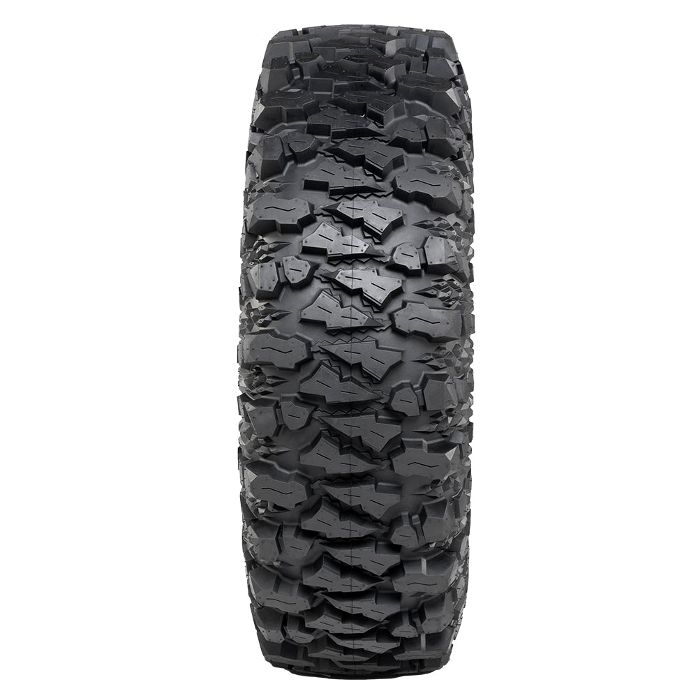 Full tread view of the new ITP Savage XT UTV and SXS tire, designed to excel in a wide variety of conditions, including rocks, hardpack, and mud, sold first by Ride or Die Tire.