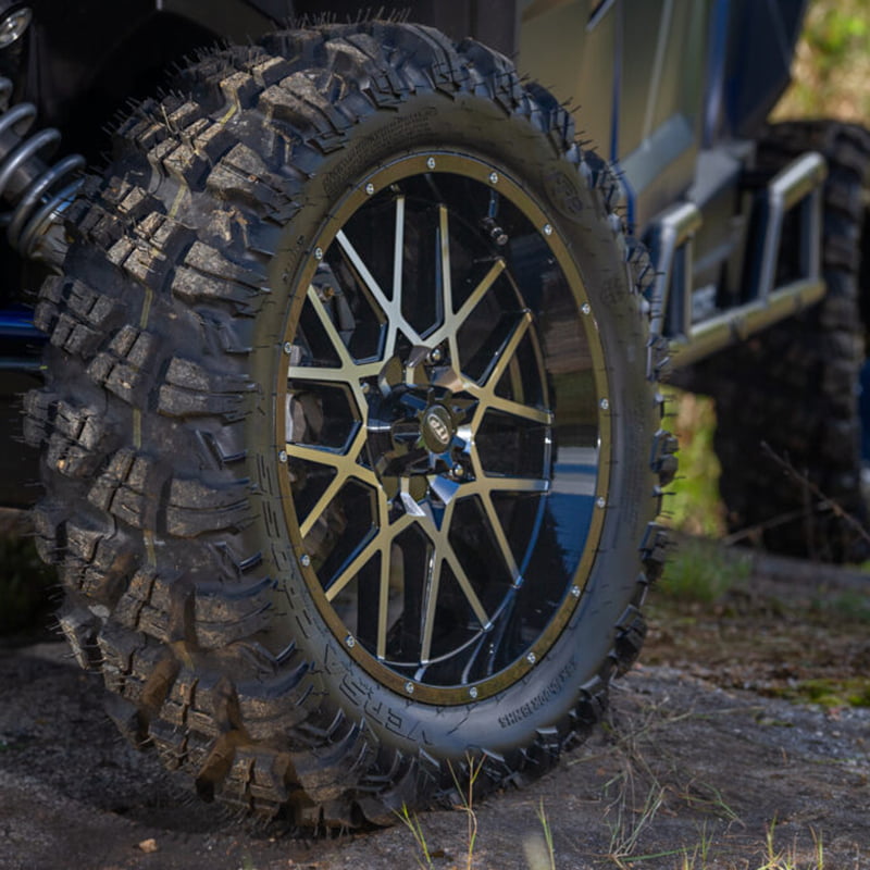 ITP Versa Cross V3 tire mounted on ITP custom rims, installed on new SxS.