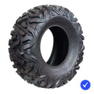 Angled view of the popular and economical Bighorn style UTV and ATV all-terrain all-purpose tire by Journey, Model W350, available in 9", 10", 11", 12", and 14" rim sizes, bias-ply constructions, and all offered with free shipping.