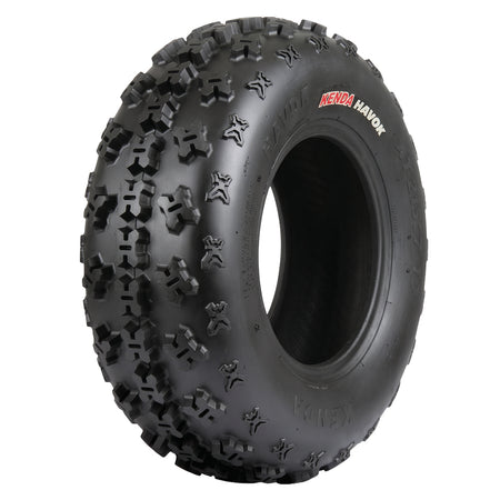 Angled view of Kenda K3210 Havok front ATV / Quad sport tire available in wide variety of sizes for 10" rims, offered for sale with fast and free shipping.