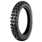 Angled view of the Kenda K257D Klassic motorcycle mx rear tire, designed with a vintage look, and high traction 4 to 5 knobby design, available in DOT approved spec, tube type tire, all sizes offered with fast and free shipping.