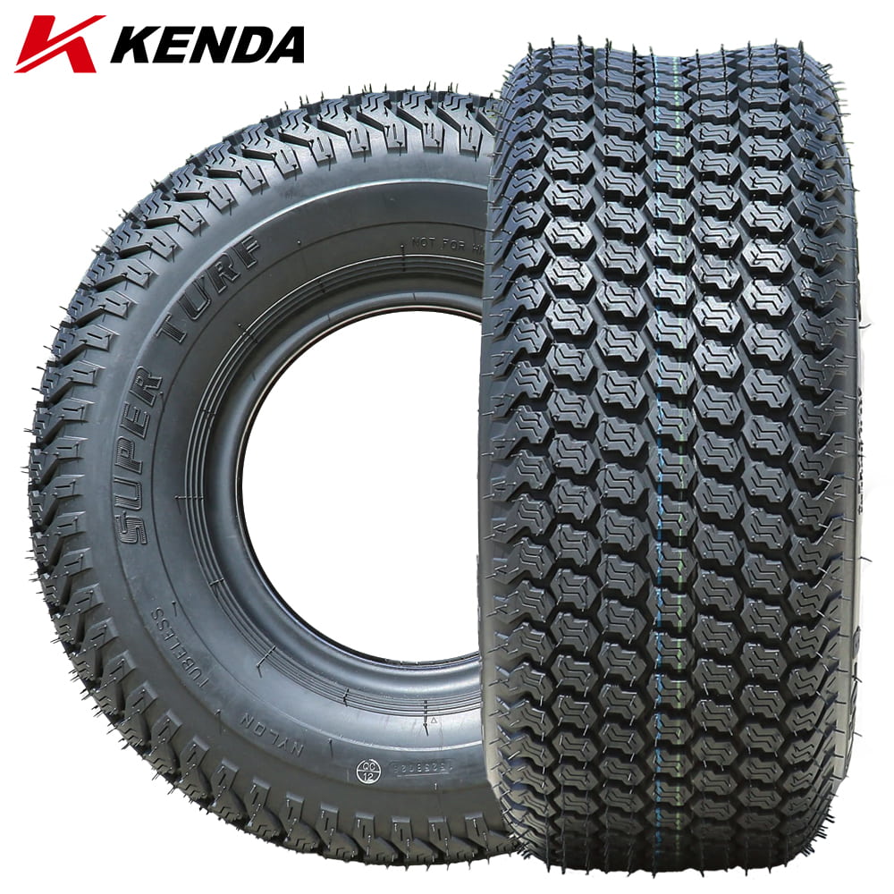 Main product listing photo of the popular Kenda K500 Super Turf lawn and garden turf tire, manufactured with tough bias-ply construction and offered in a wide variety of sizes for lawnmower, ztr, utility, and UTV applications, sold by Ride or Die Tire.