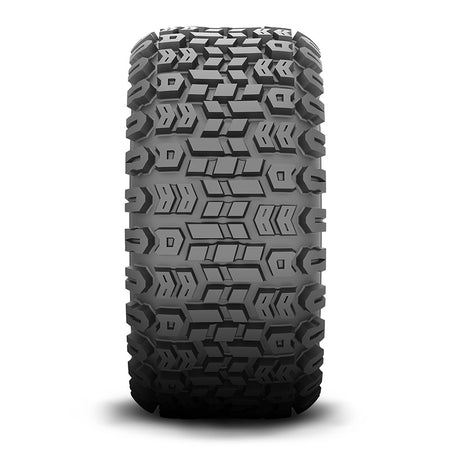 Full tread pattern view of the all-terrain tread pattern and lug design of the all purpose ZTR tire K502 Terra Trac ATV and UTV tire by Kenda, available in 4-ply or 6-ply bias construction.