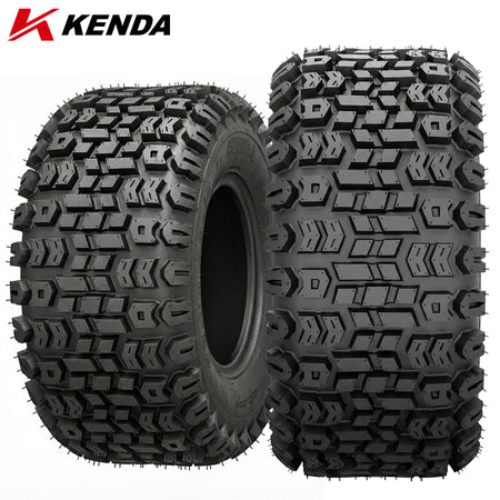 Main product listing photo of the Kenda Terra Trac K502 lineup of utility, golf, atv, and lawn / garden tires, featuring 4 or 6-ply bias construction, high traction tread pattern, and famous Kenda quality, sold by Ride or Die Tire.