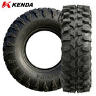 Main product listing photo for the new Kenda Warhawk UTV and SXS 8-ply radial rugged all-terrain tire, built to dominate rocks, ruts, and rough terrain with reinforced construction, displaying both the aggressive tread pattern and lug design as well as the tough sidewall view, available for sale by Ride or Die Tire.