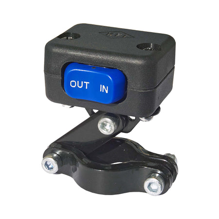 Handlebar mounted rocker switch designed for controlling KFI UTV and SXS winches cable in and cable out capability, including switch wiring harness, Item #ATV-MR.