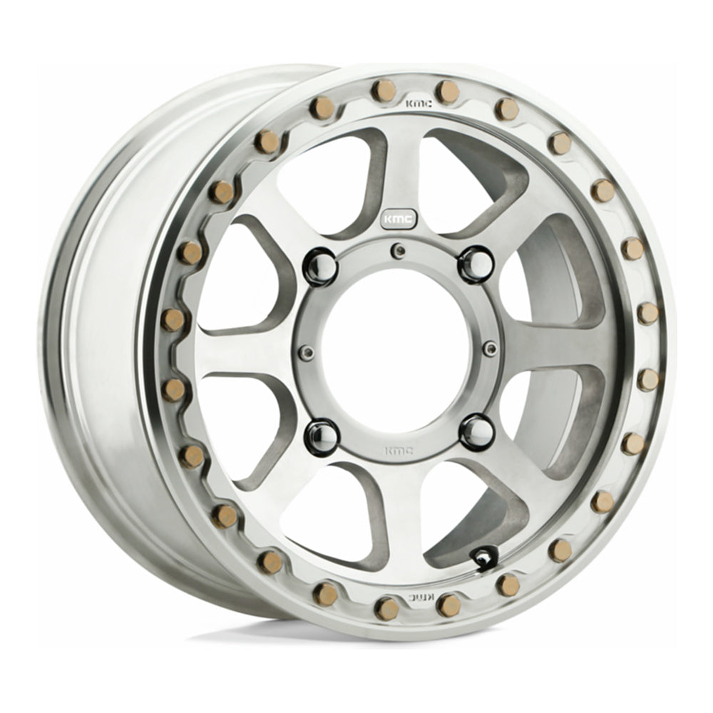 KMC Addict 2 Beadlock KS234 UTV wheel in machined, angled front view