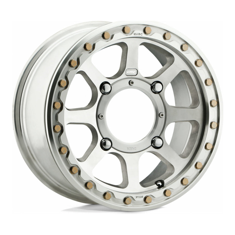 KMC Addict 2 Beadlock KS234 UTV wheel in machined, angled front view