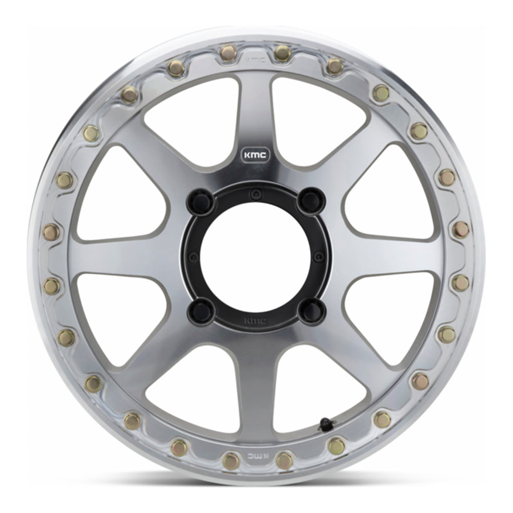 KMC Addict 2 Beadlock KS234 UTV wheel in machined, straight-on face view