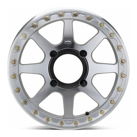 KMC Addict 2 Beadlock KS234 UTV wheel in machined, straight-on face view