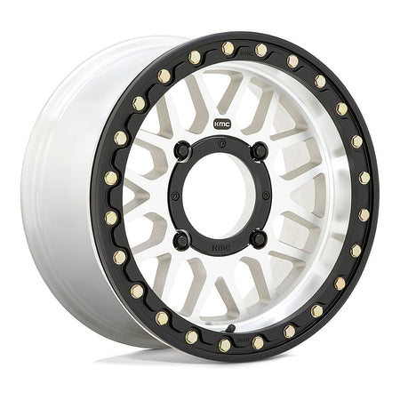 KMC Grenade Beadlock KS235 UTV wheel in machined, angled front view