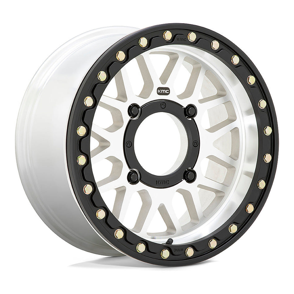 KMC Grenade Beadlock KS235 UTV wheel in machined, angled front view