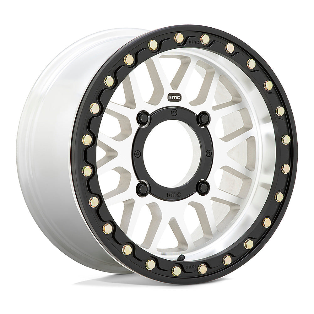 KMC Grenade Beadlock KS235 UTV wheel in machined, angled front view