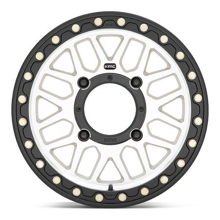 KMC Grenade Beadlock KS235 UTV wheel in machined, straight-on face view