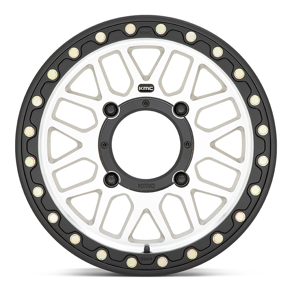KMC Grenade Beadlock KS235 UTV wheel in machined, straight-on face view