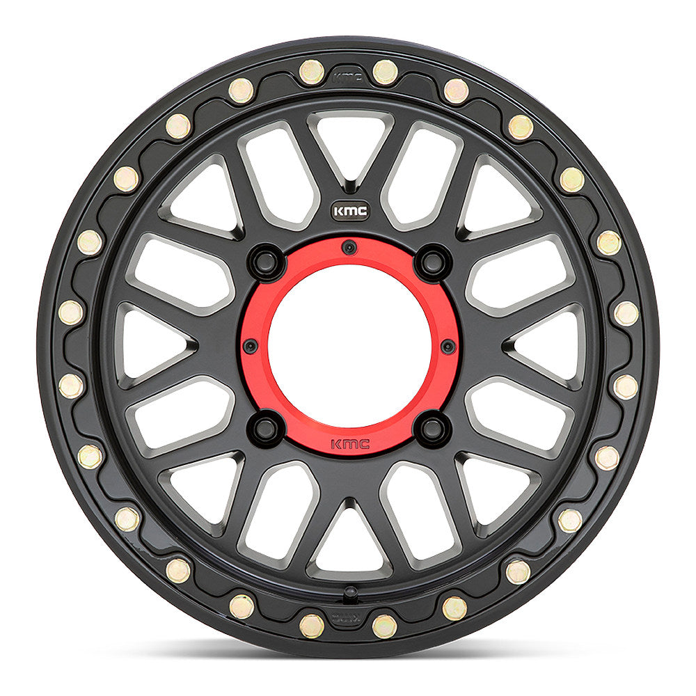 KMC Grenade Beadlock KS235 UTV wheel in satin black, straight-on face view