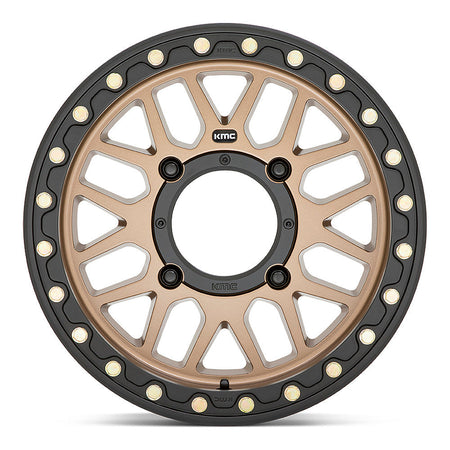 KMC Grenade Beadlock KS235 UTV wheel in satin bronze, straight-on face view