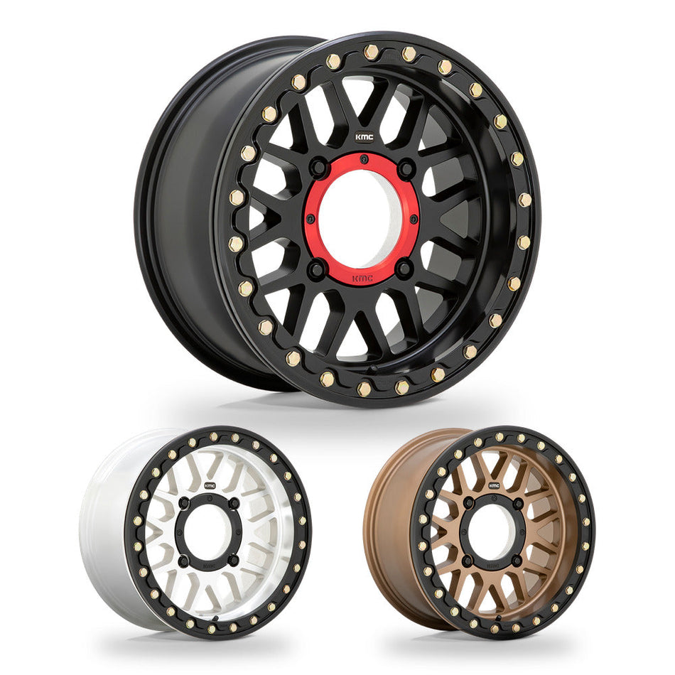 KMC Grenade Beadlock (KS235) UTV wheel in every finish: satin black, machined and satin bronze