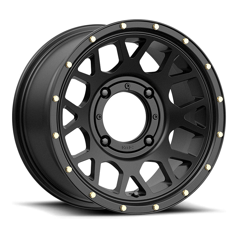 KMC Grenade KS135 UTV wheel in satin black, angled front view