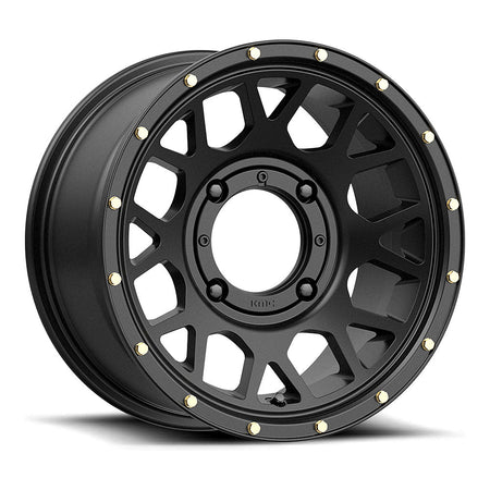 KMC Grenade KS135 UTV wheel in satin black, angled front view