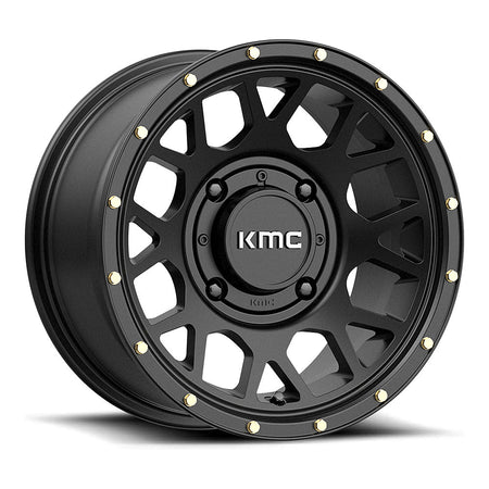 KMC Grenade KS135 UTV wheel in satin black, angled front view