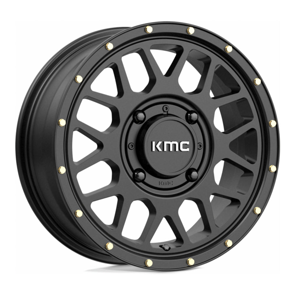 KMC Grenade KS135 UTV wheel in satin black, straight-on face view