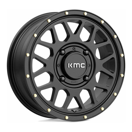 KMC Grenade KS135 UTV wheel in satin black, straight-on face view