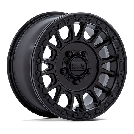 KMC Impact Beadlock KS239 UTV wheel in satin black, angled front view