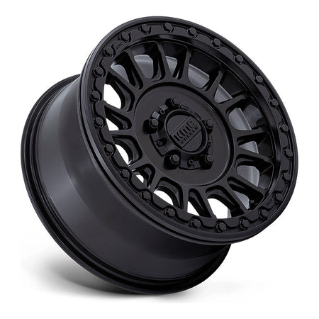 KMC Impact Beadlock KS239 UTV wheel in satin black, side angle showing the barrel and lip